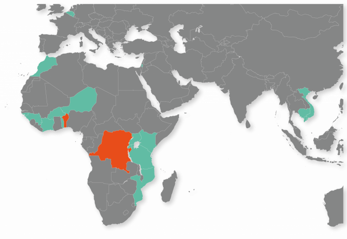 Map of the countries CEBioS has activities in